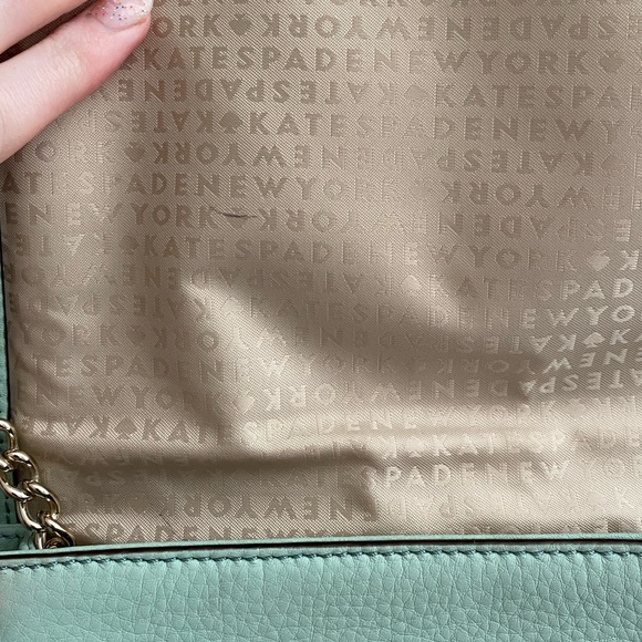 Kate Spade Mint Green Leather Perforated Flap Shoulder Bag - Picture 13 of 14